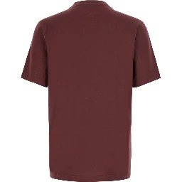 burgundy T-shirt with printed logo on the chest in cotton for men