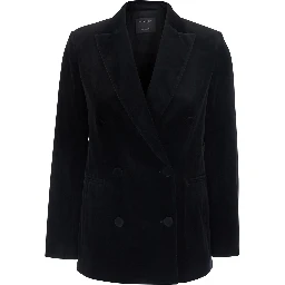 “GALBUSERA” Black Jacket with Notched Lapels in Velvet for Women
