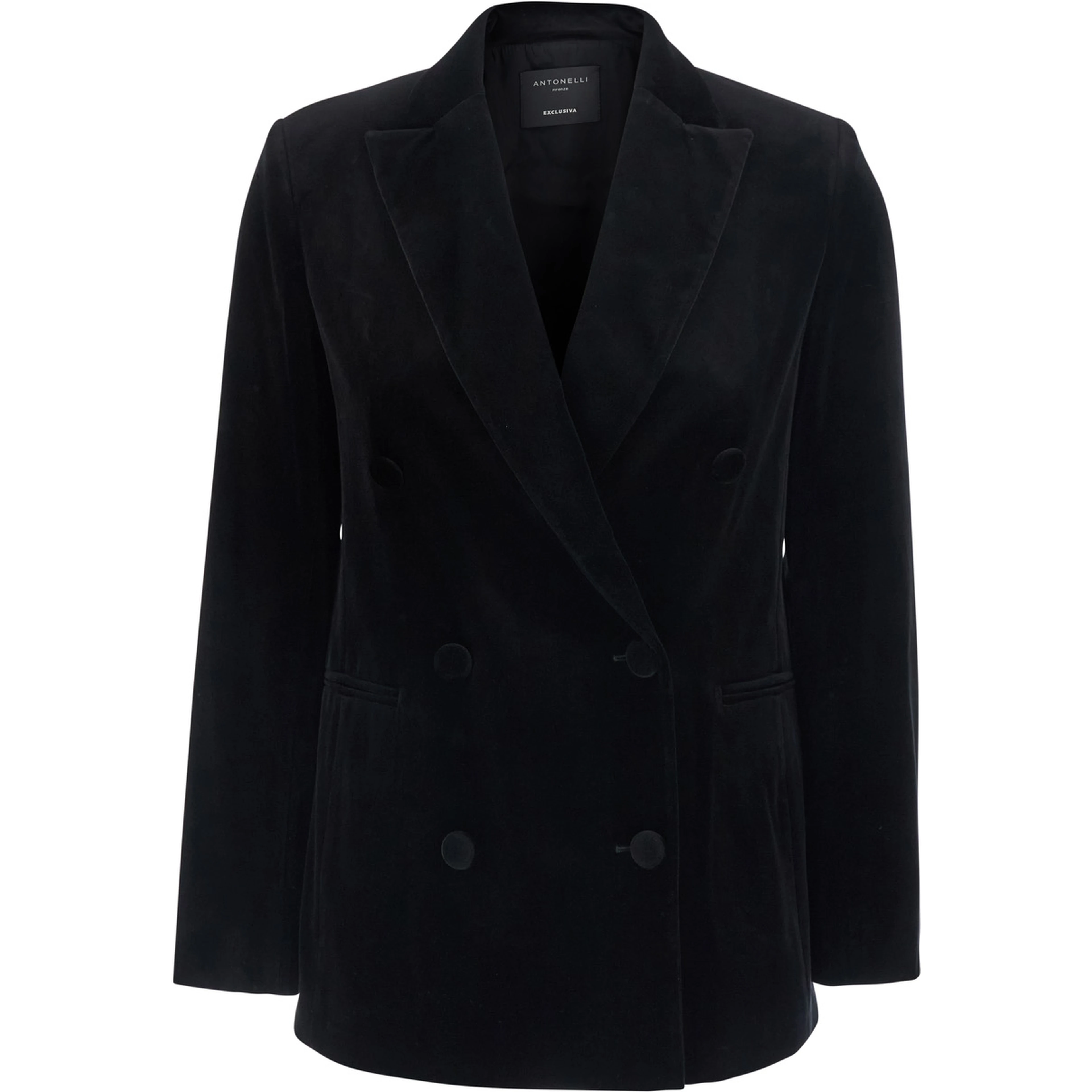 “GALBUSERA” Black Jacket with Notched Lapels in Velvet for Women