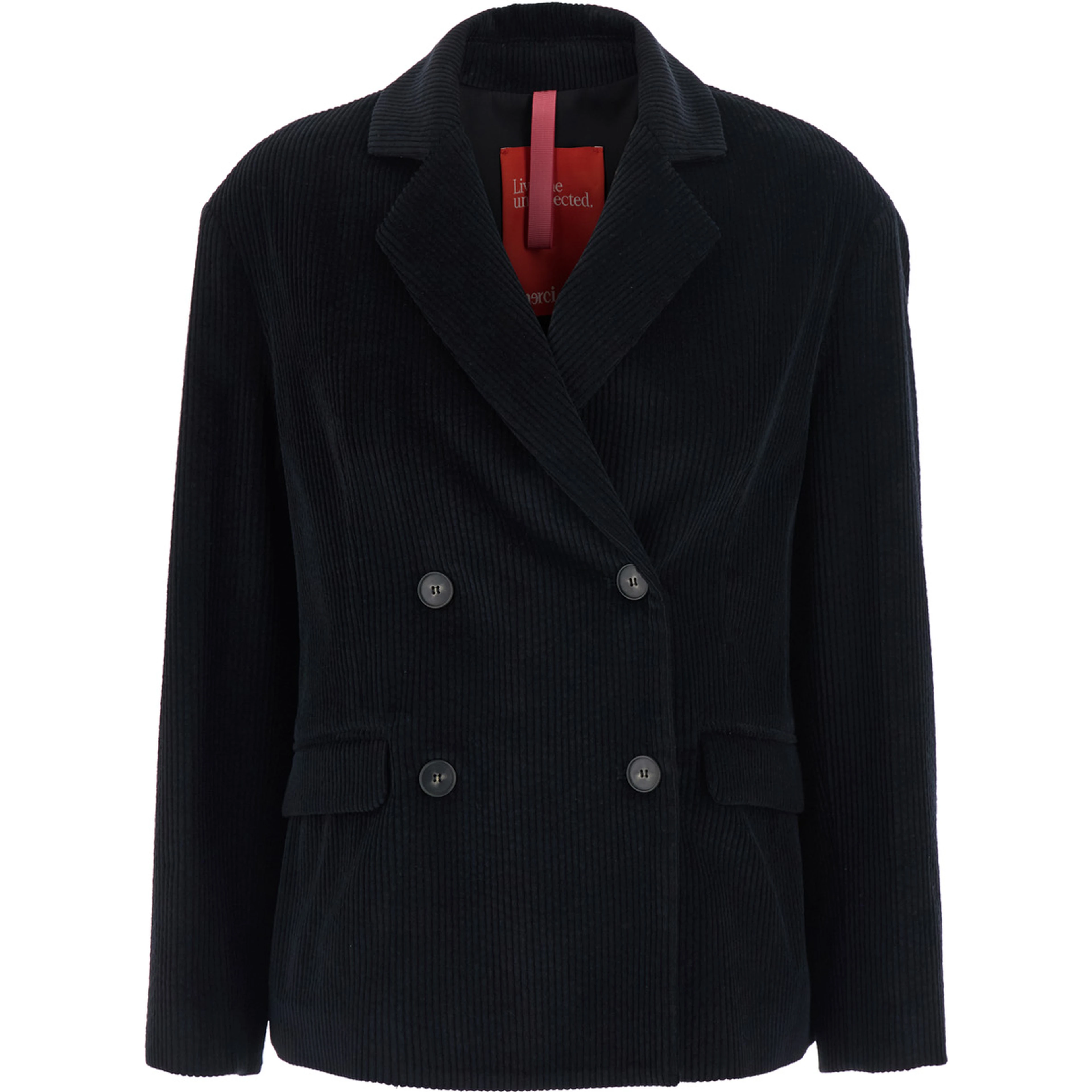 Jacket nera con chiusura a zip e dettagli in Tech Fabric per donna