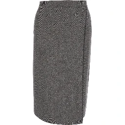 Svevia Grey Skirt with herringbone motif in wool blend for women