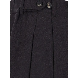 Fox Brown Pants with front drawstring and button closure on the side in blend wool for women