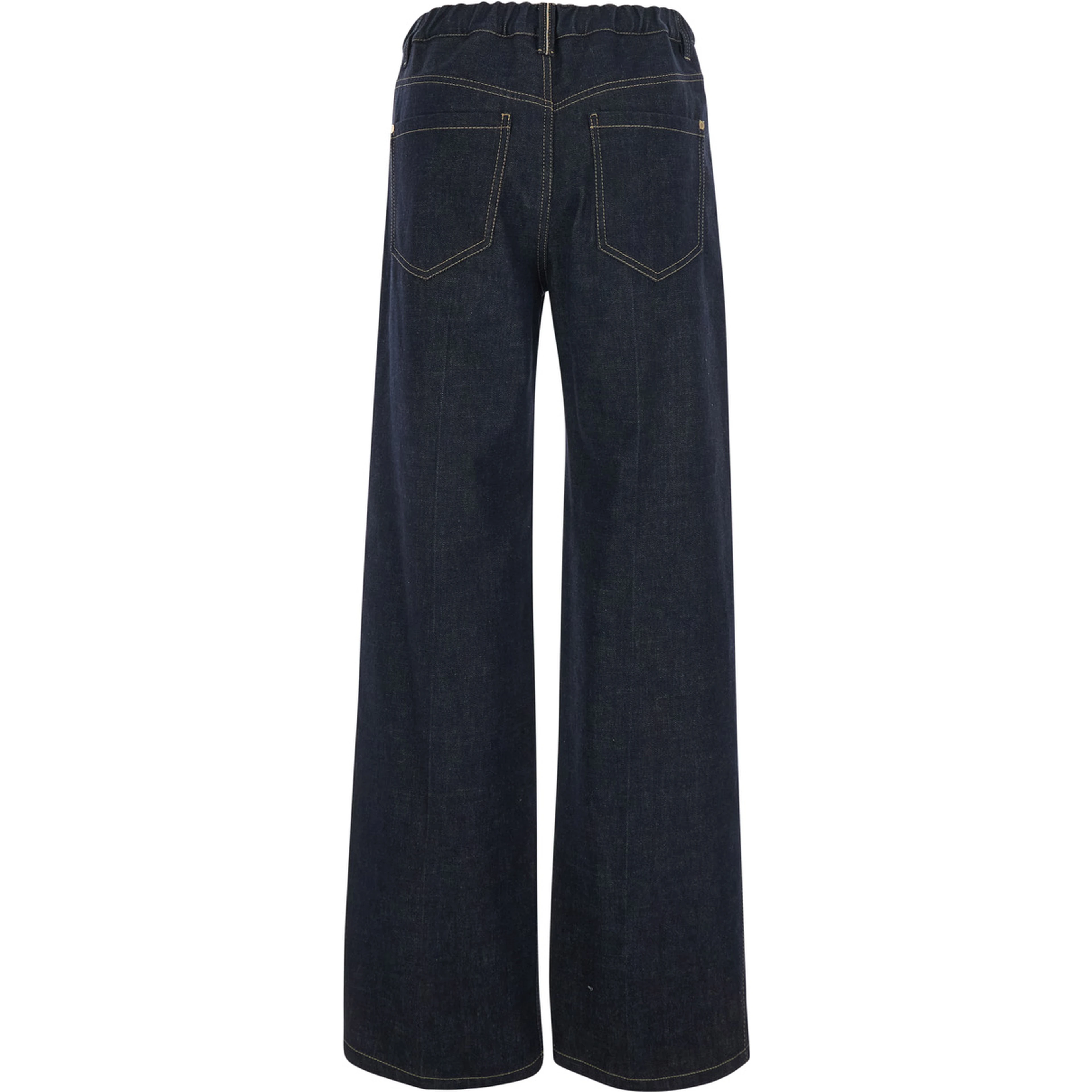 Blue Wide Leg Jeans with Monile on the Back in Denim for Women