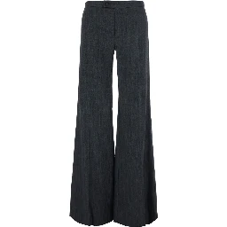 Gray pants with pockets and high waist for women