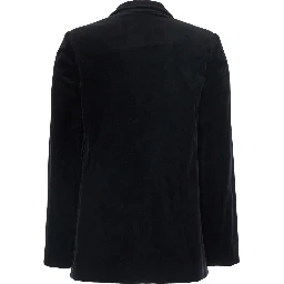 “GALBUSERA” Black Jacket with Notched Lapels in Velvet for Women