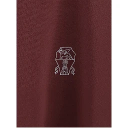 burgundy T-shirt with printed logo on the chest in cotton for men
