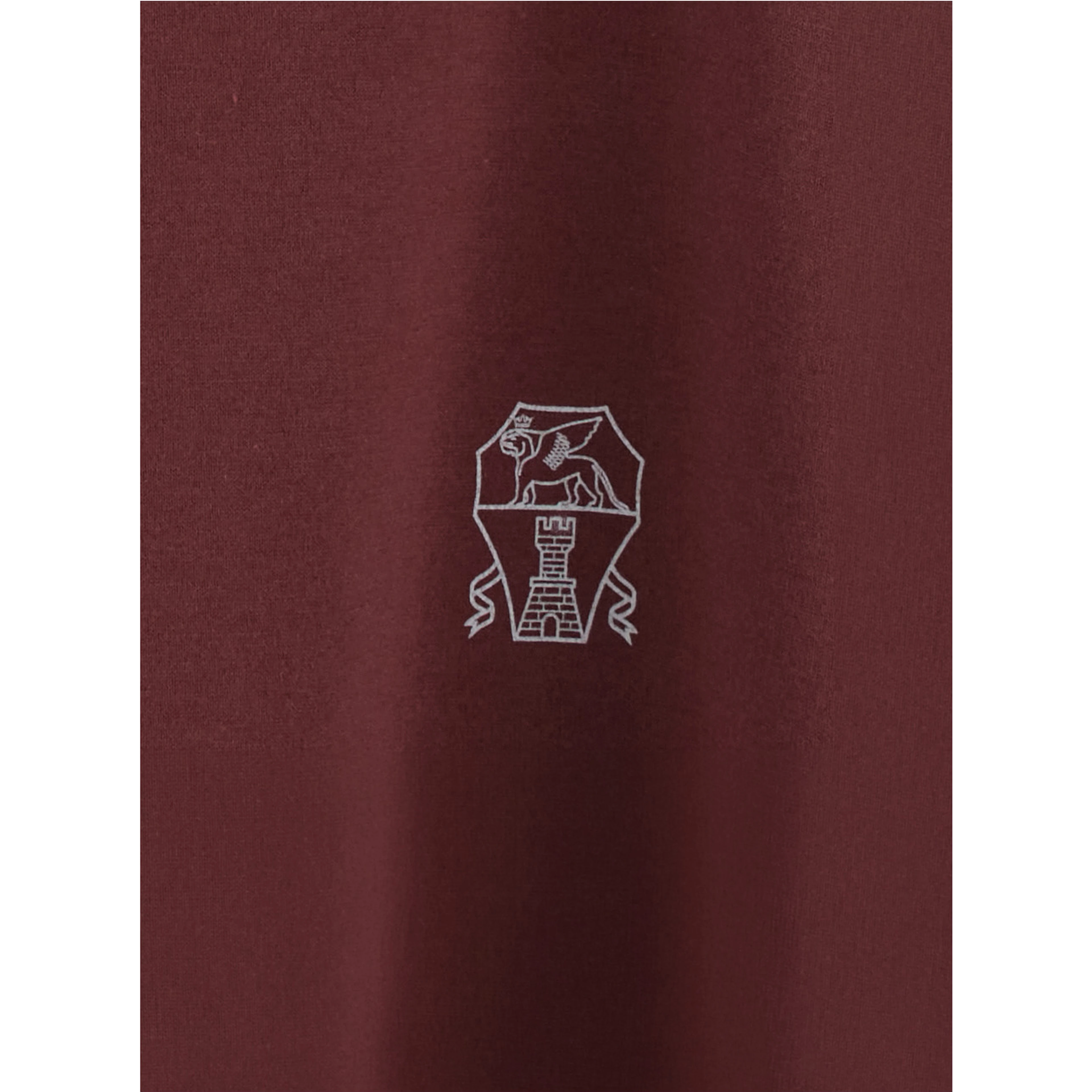 burgundy T-shirt with printed logo on the chest in cotton for men
