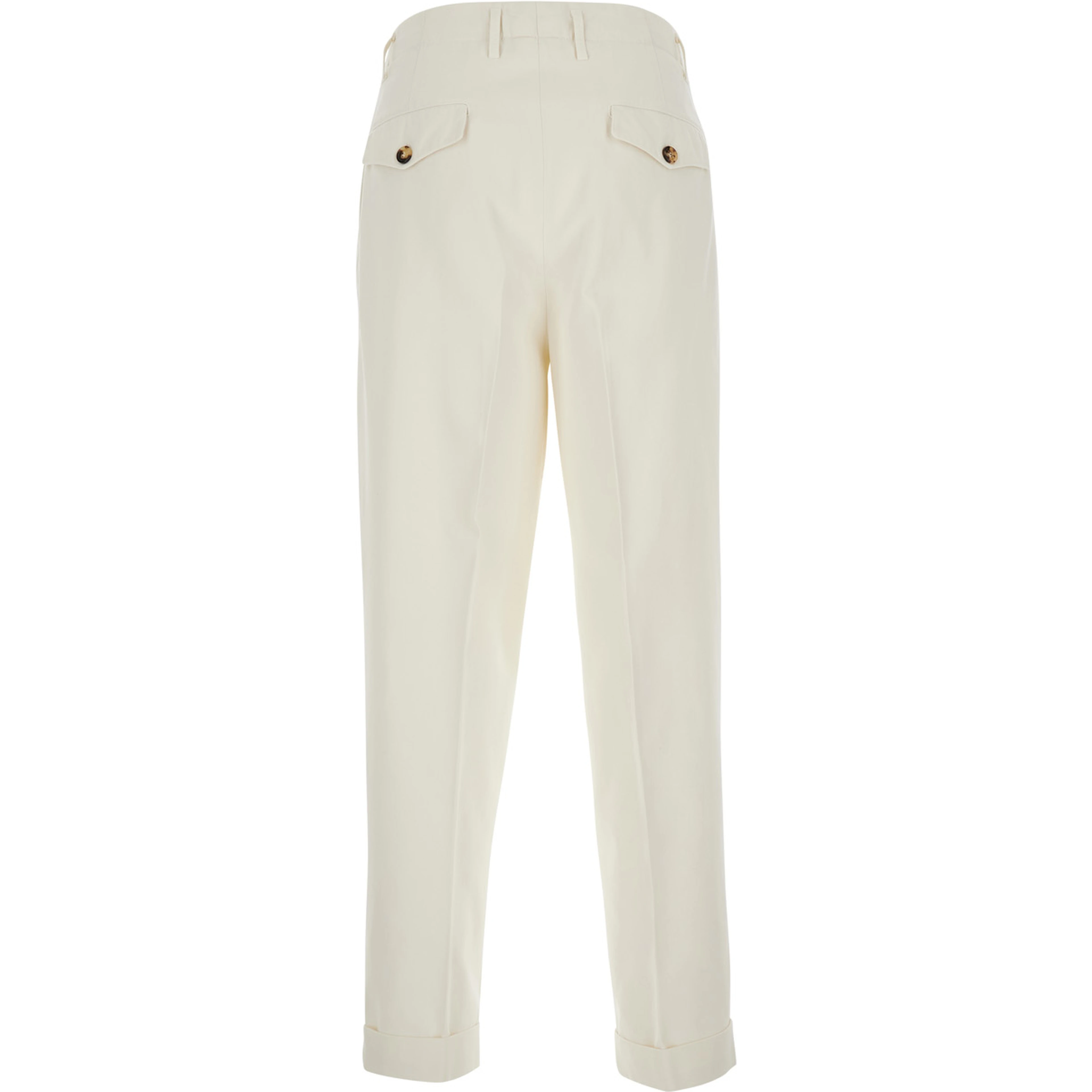 Beige pants with cuffed hem in cotton blend for men