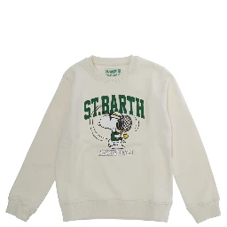 Crewneck sweatshirt with Snoopy Tennis in cotton and polyester, white for boy