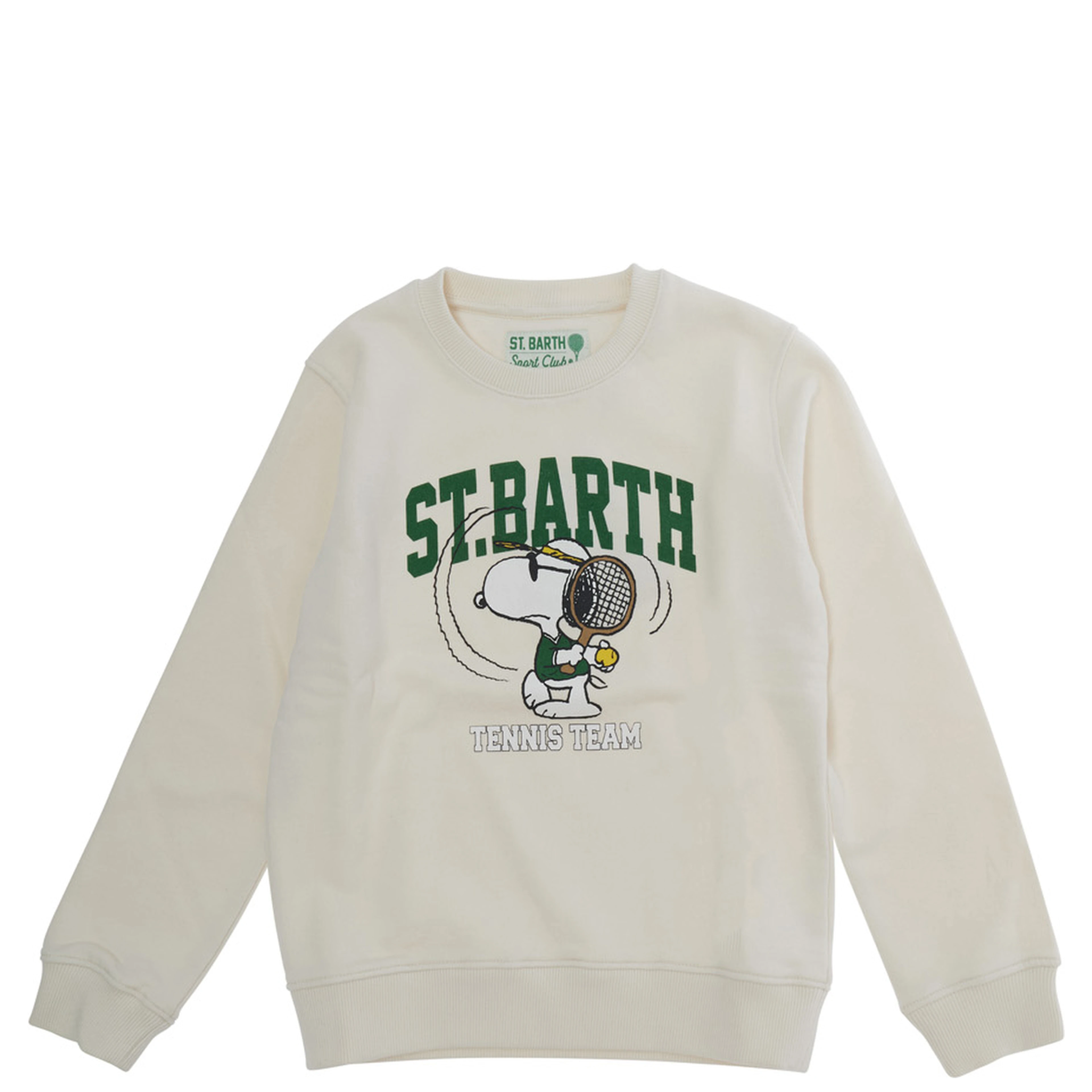 Crewneck sweatshirt with Snoopy Tennis in cotton and polyester, white for boy