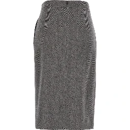 Svevia Grey Skirt with herringbone motif in wool blend for women