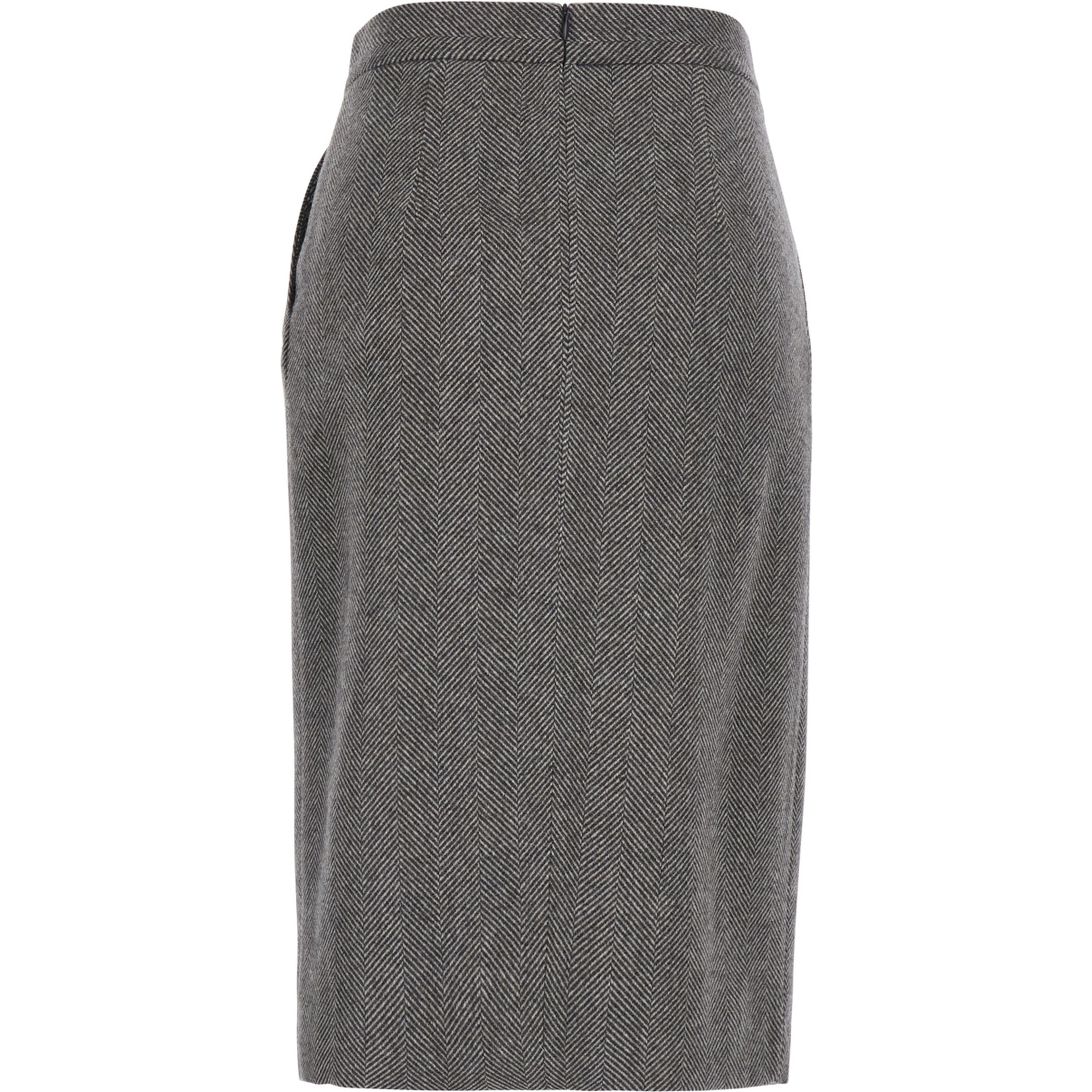 Svevia Grey Skirt with herringbone motif in wool blend for women