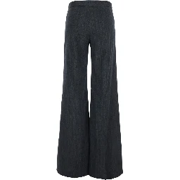 Gray pants with pockets and high waist for women