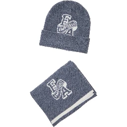 Knitted set with knitting workmanship in grey fabric for Boy