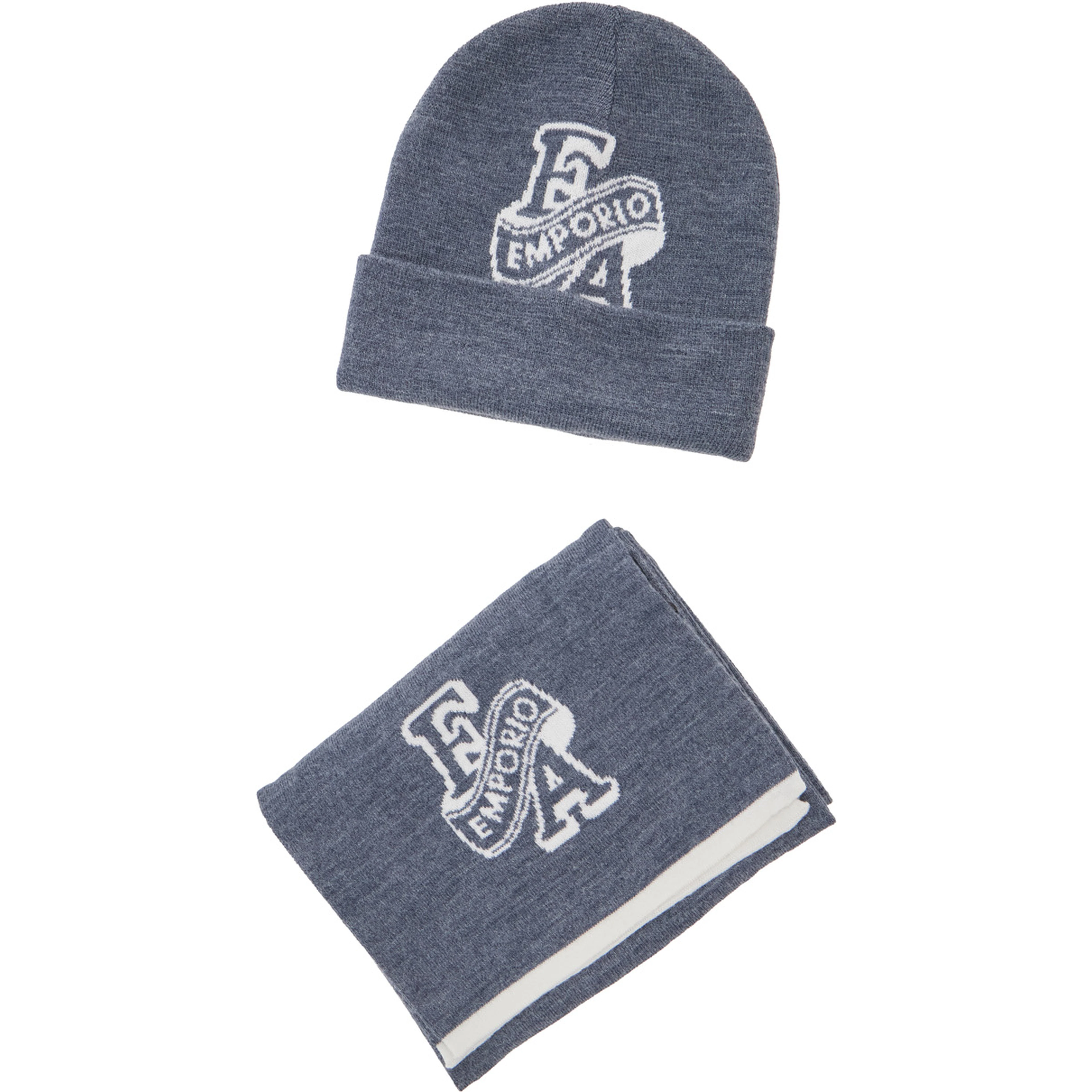 Knitted set with knitting workmanship in grey fabric for Boy