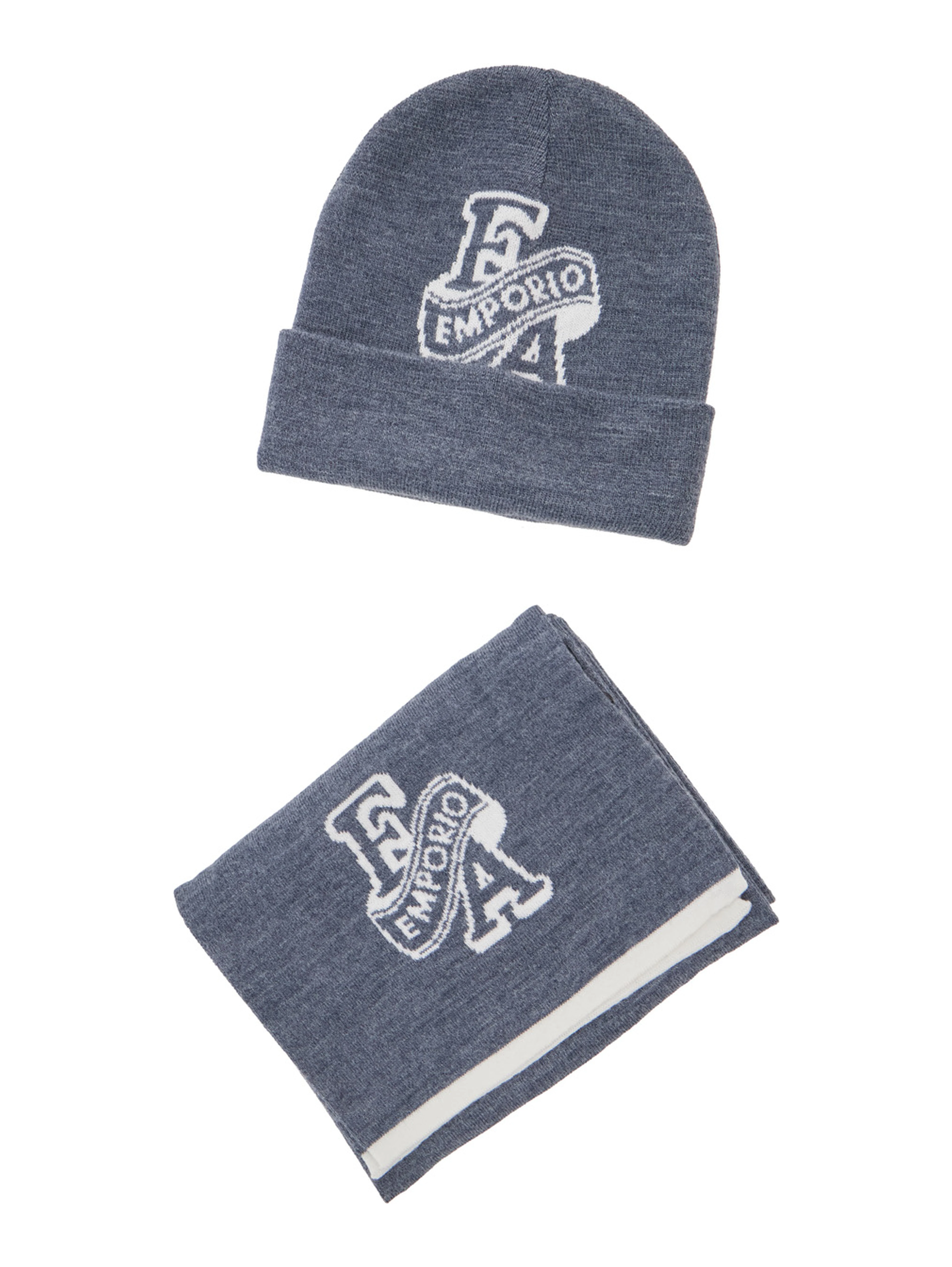 Knitted set with knitting workmanship in grey fabric for Boy