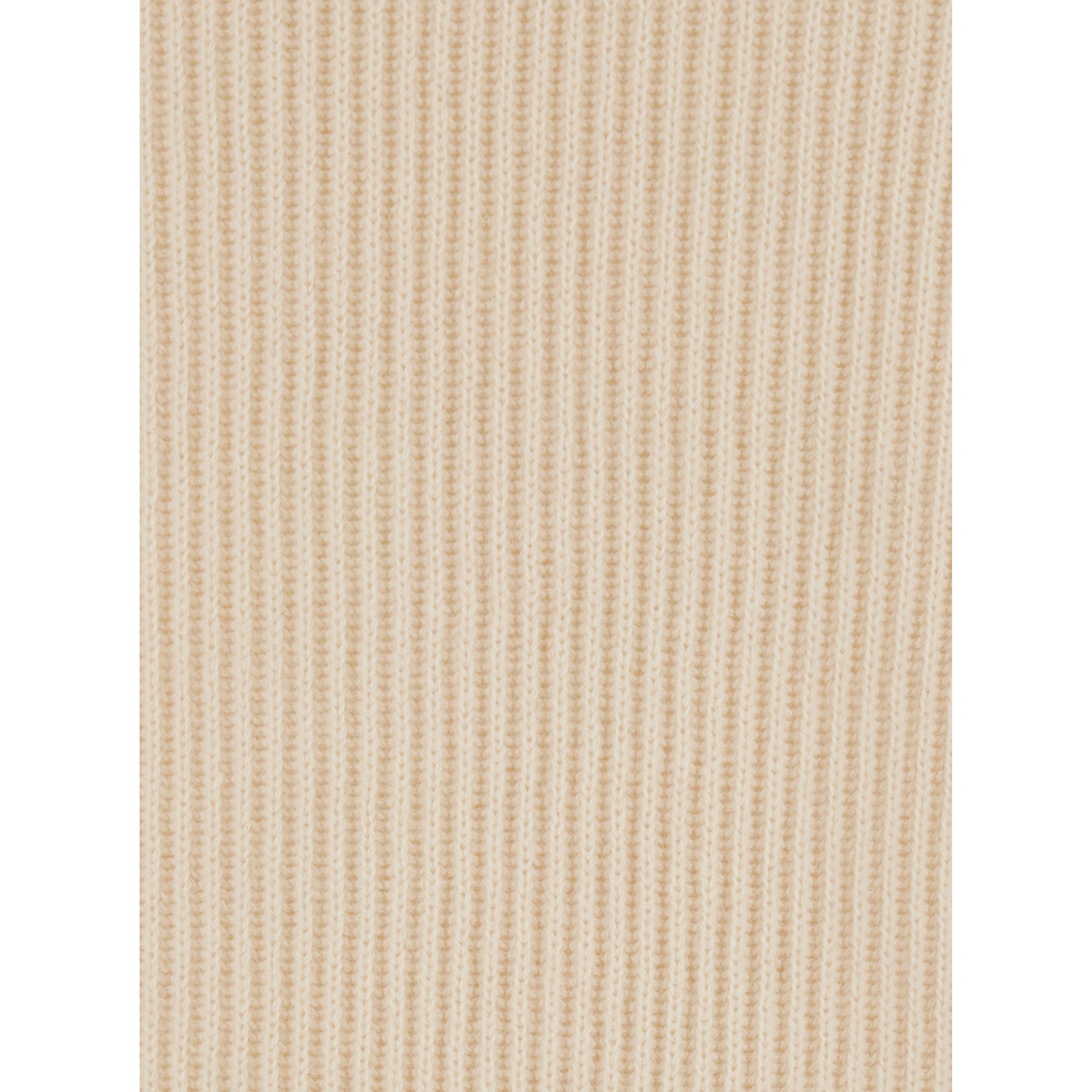 white Crew neck sweater with ribbed design in cashmere for men