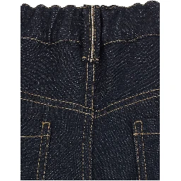 Blue Wide Leg Jeans with Monile on the Back in Denim for Women
