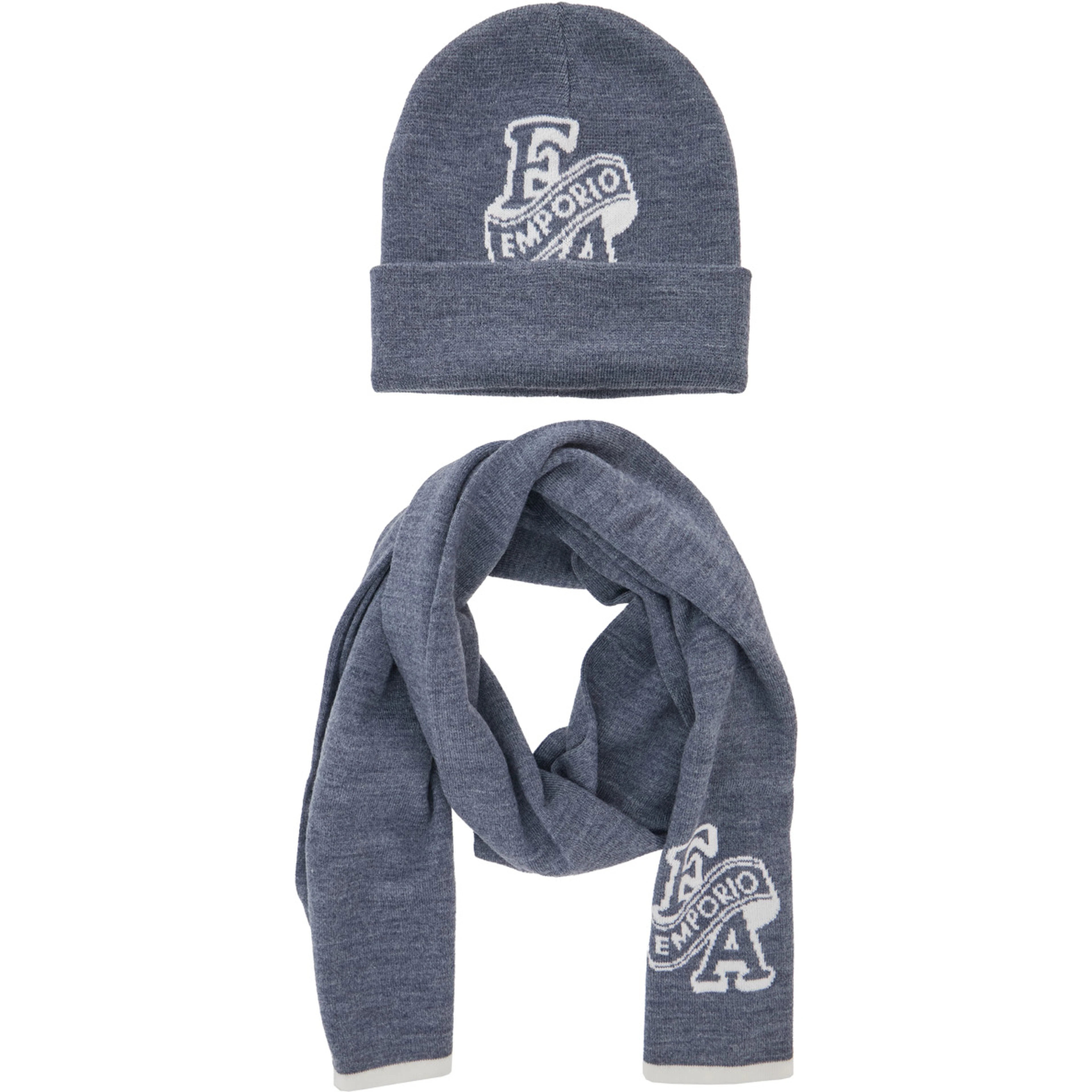 Knitted set with knitting workmanship in grey fabric for Boy