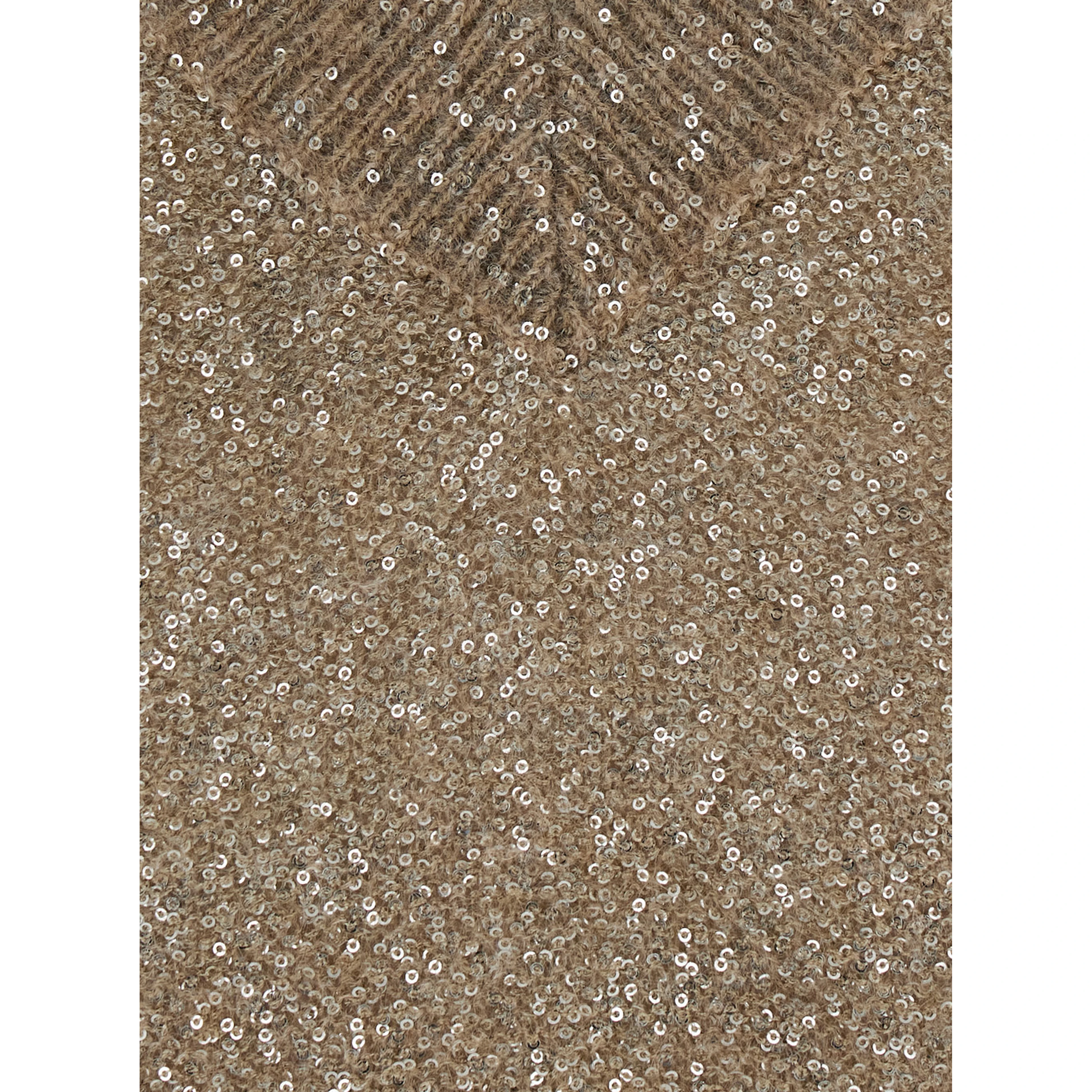 Beige V-Neck Sweater with knit design in blend wool for women