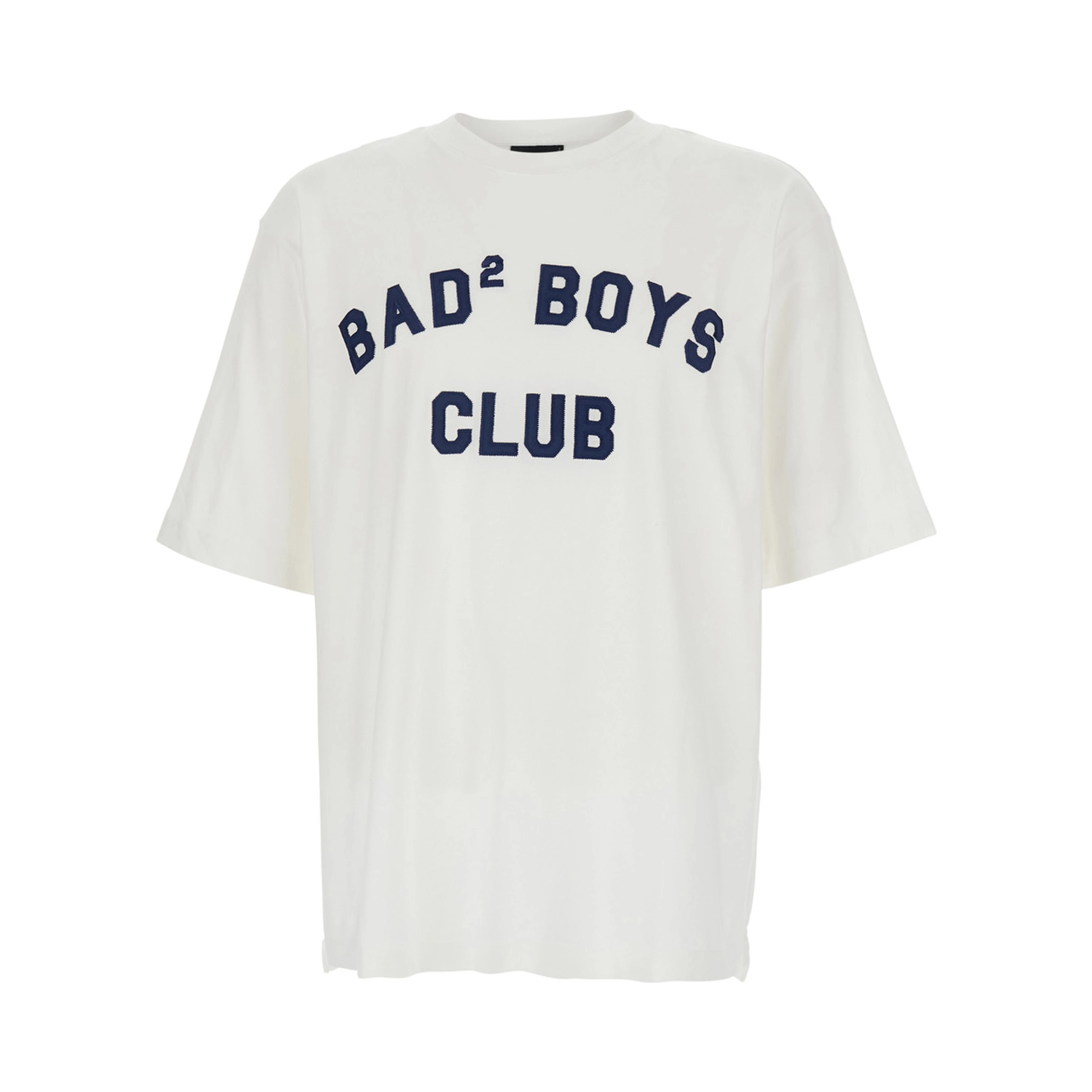 White Crew Neck T-Shirt with Logo Print on the Front in Cotton for Men