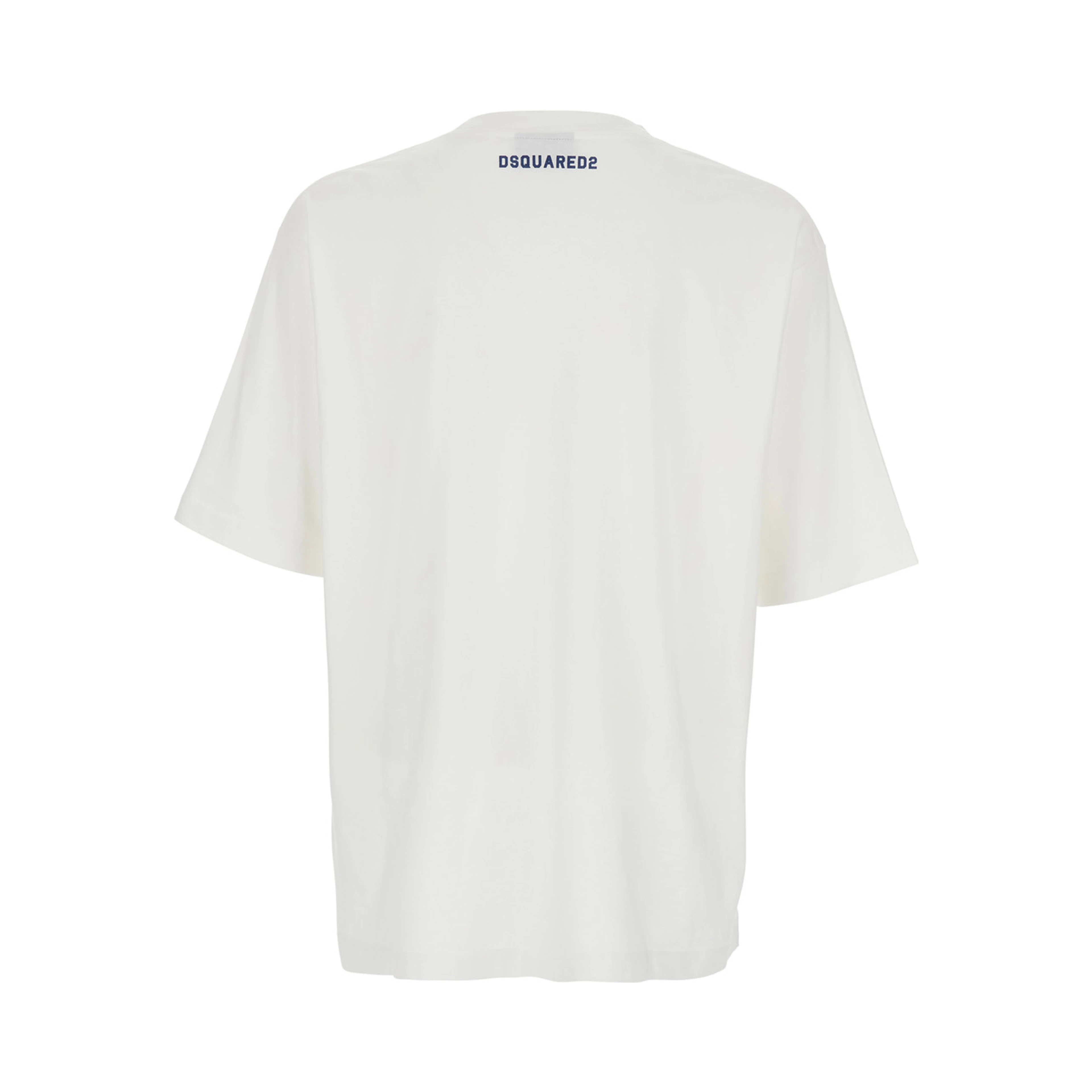 White Crew Neck T-Shirt with Logo Print on the Front in Cotton for Men