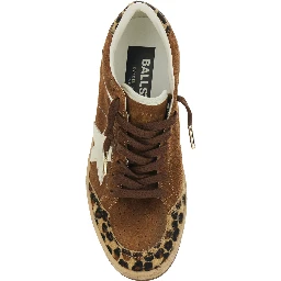 Ballstar Brown Sneaker Low Top with Star Patch with Glitter and Animalier Print in Suede Women