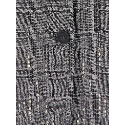 Grey Single-breasted jacket with notched revers and check motif all-over in virgin wool for women