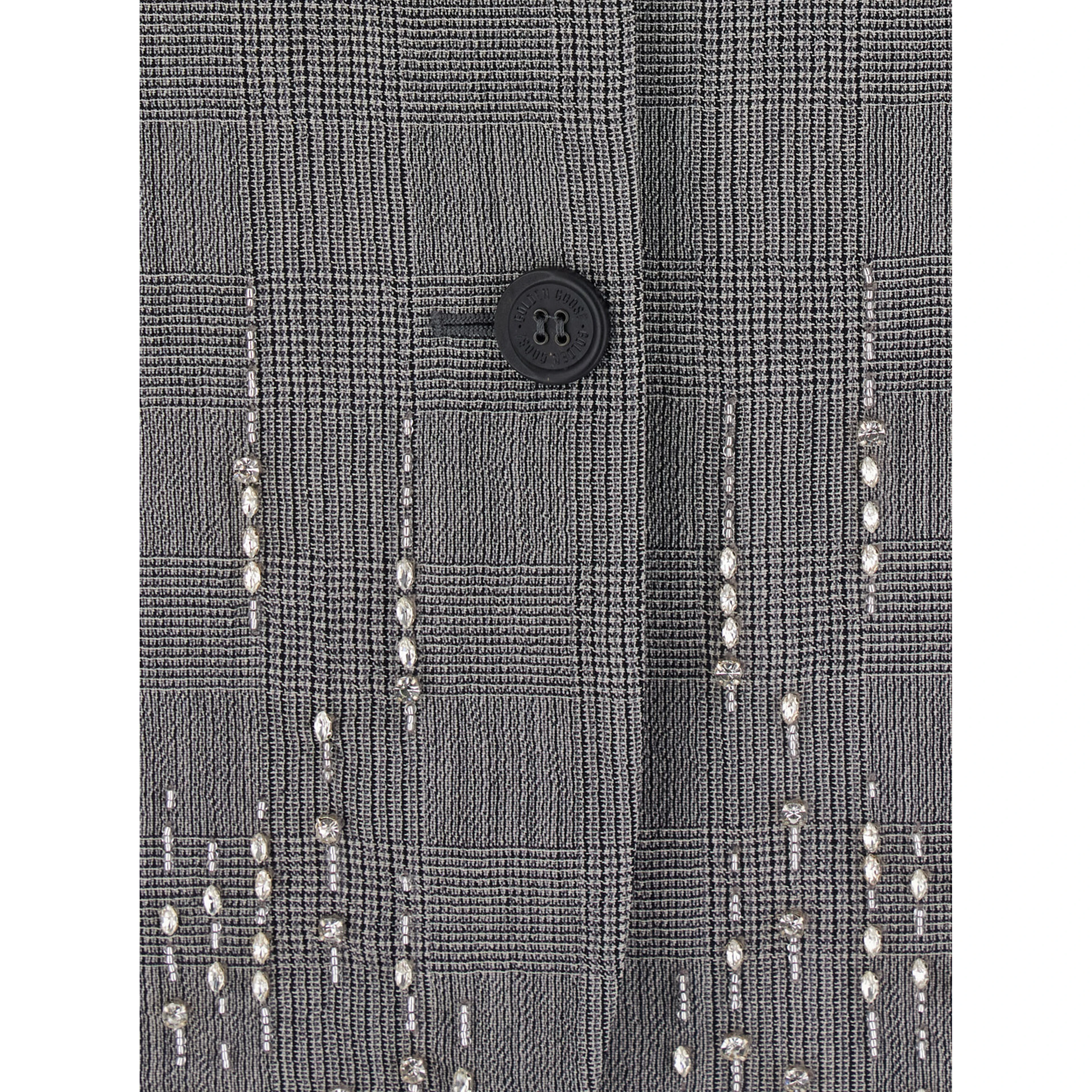Grey Single-breasted jacket with notched revers and check motif all-over in virgin wool for women