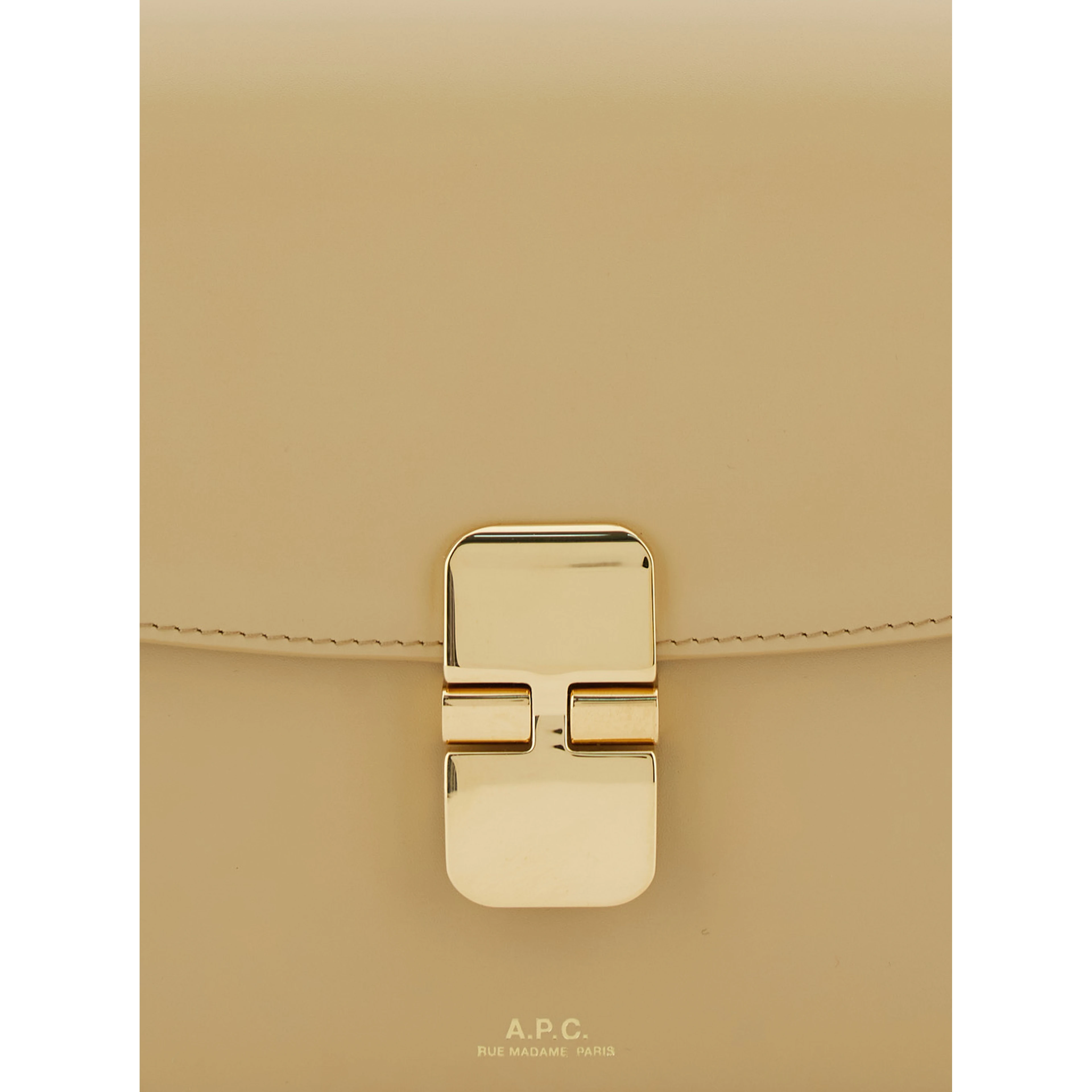 Grace Small Beige Crossbody bag with Adjustable Strap and Logo Plate on the Front in Leather Woman