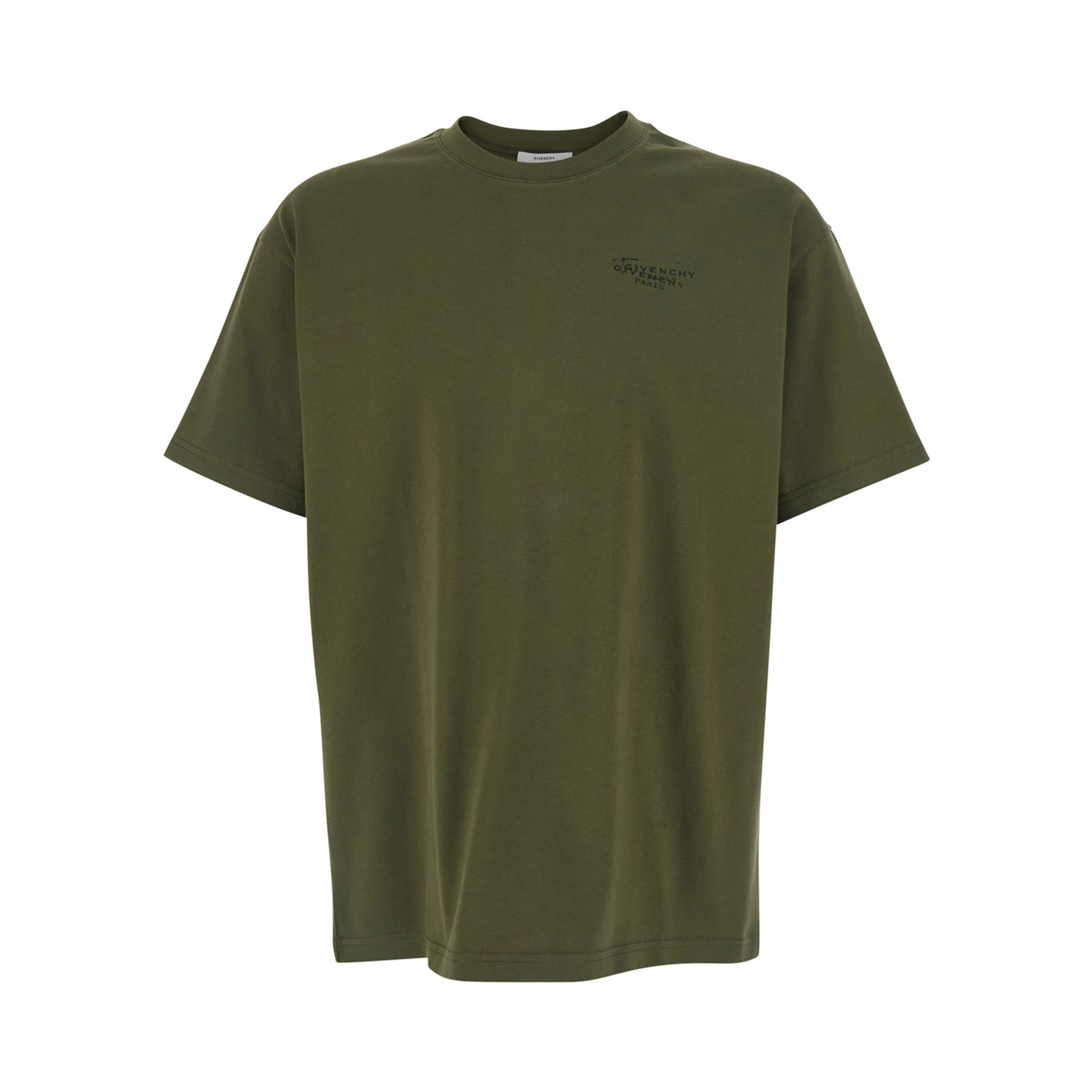 Green T-Shirt with Logo on Front and Back for Men