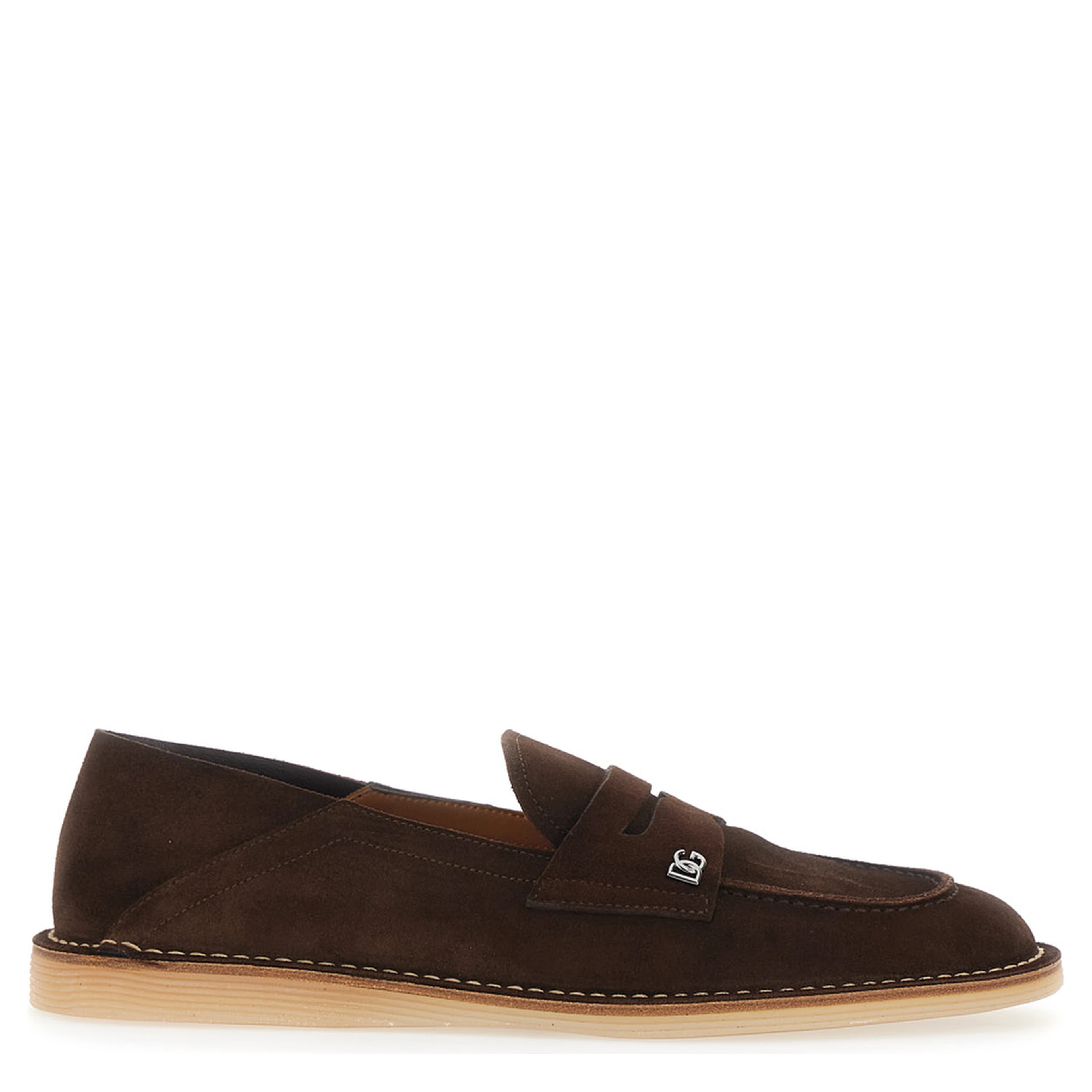 Brown Florio Loafers with DG Logo Detail on the Side in Suede for Men