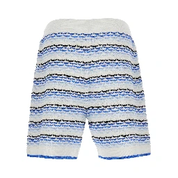 White and Blue Shorts with Braided Motif and Logo on the Front in Cotton Man