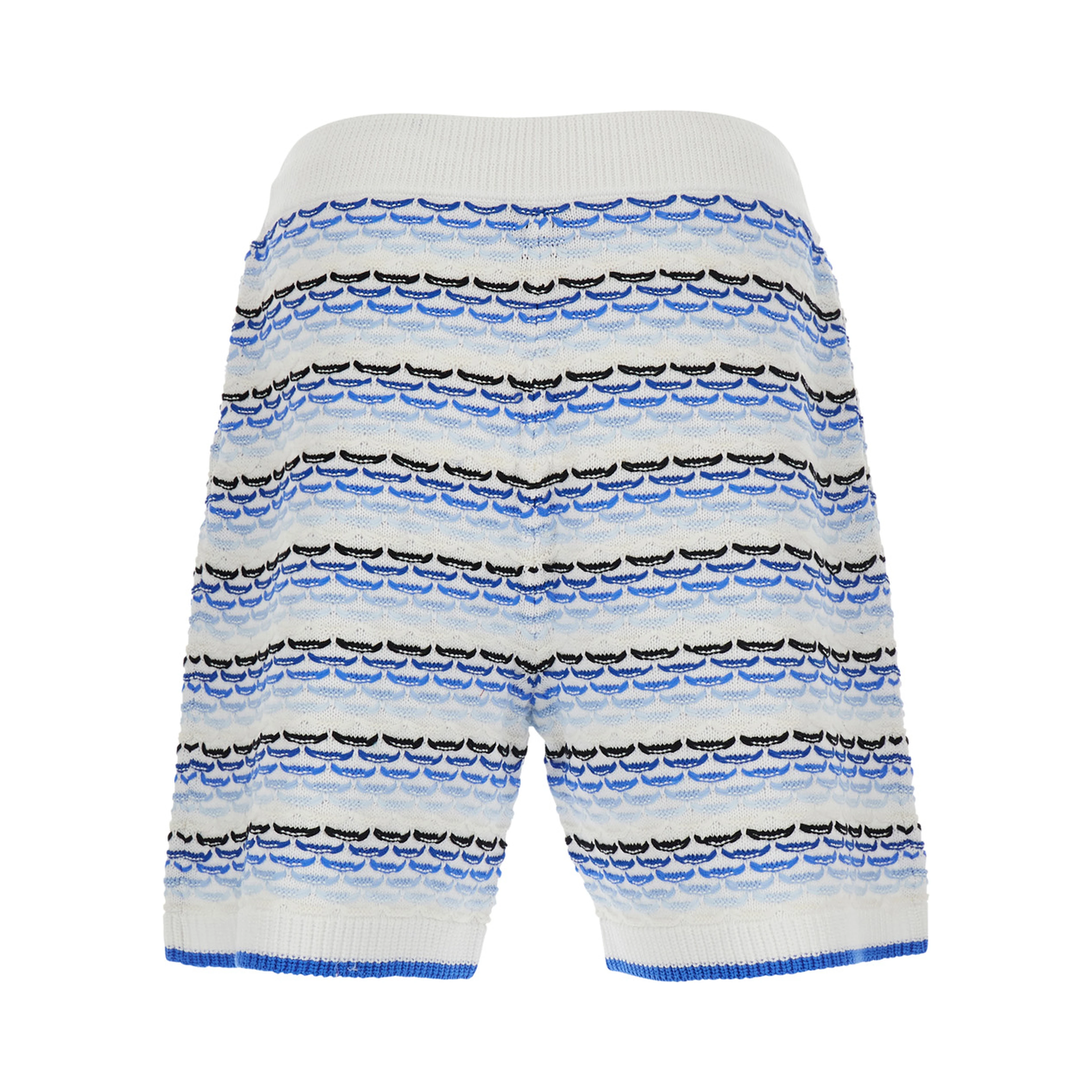 White and Blue Shorts with Braided Motif and Logo on the Front in Cotton Man