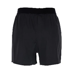 Black Shorts with Elastic Waist and logo lettering in Stretch Silk Woman
