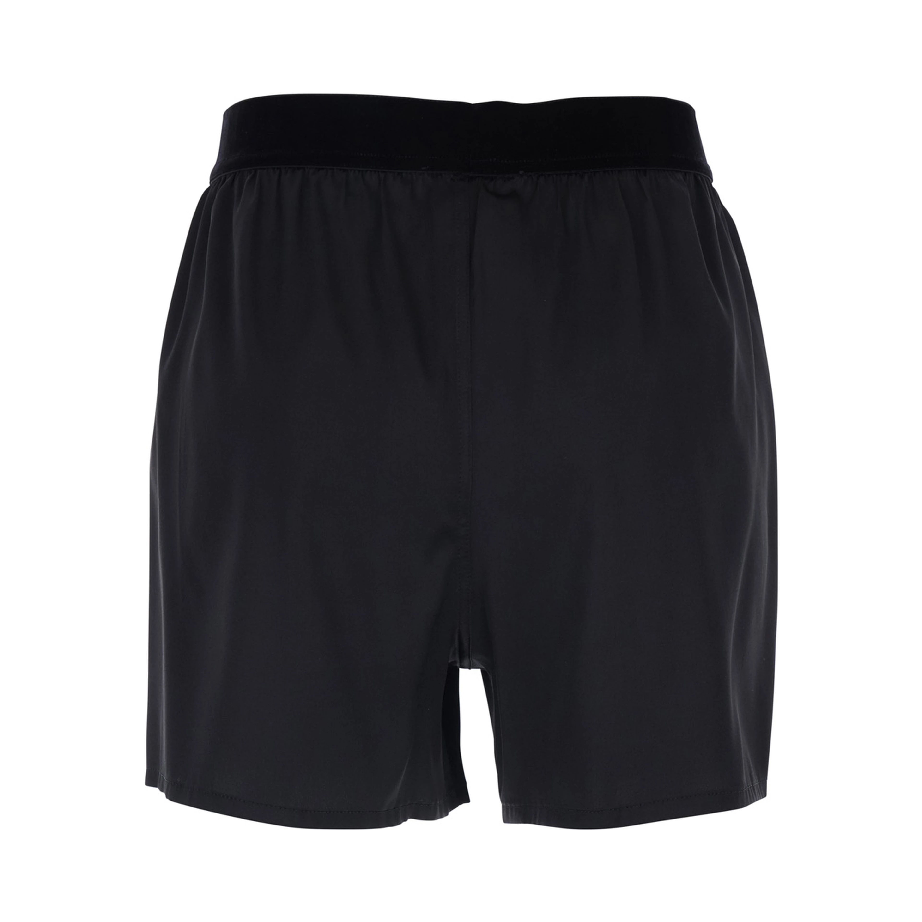 Black Shorts with Elastic Waist and logo lettering in Stretch Silk Woman