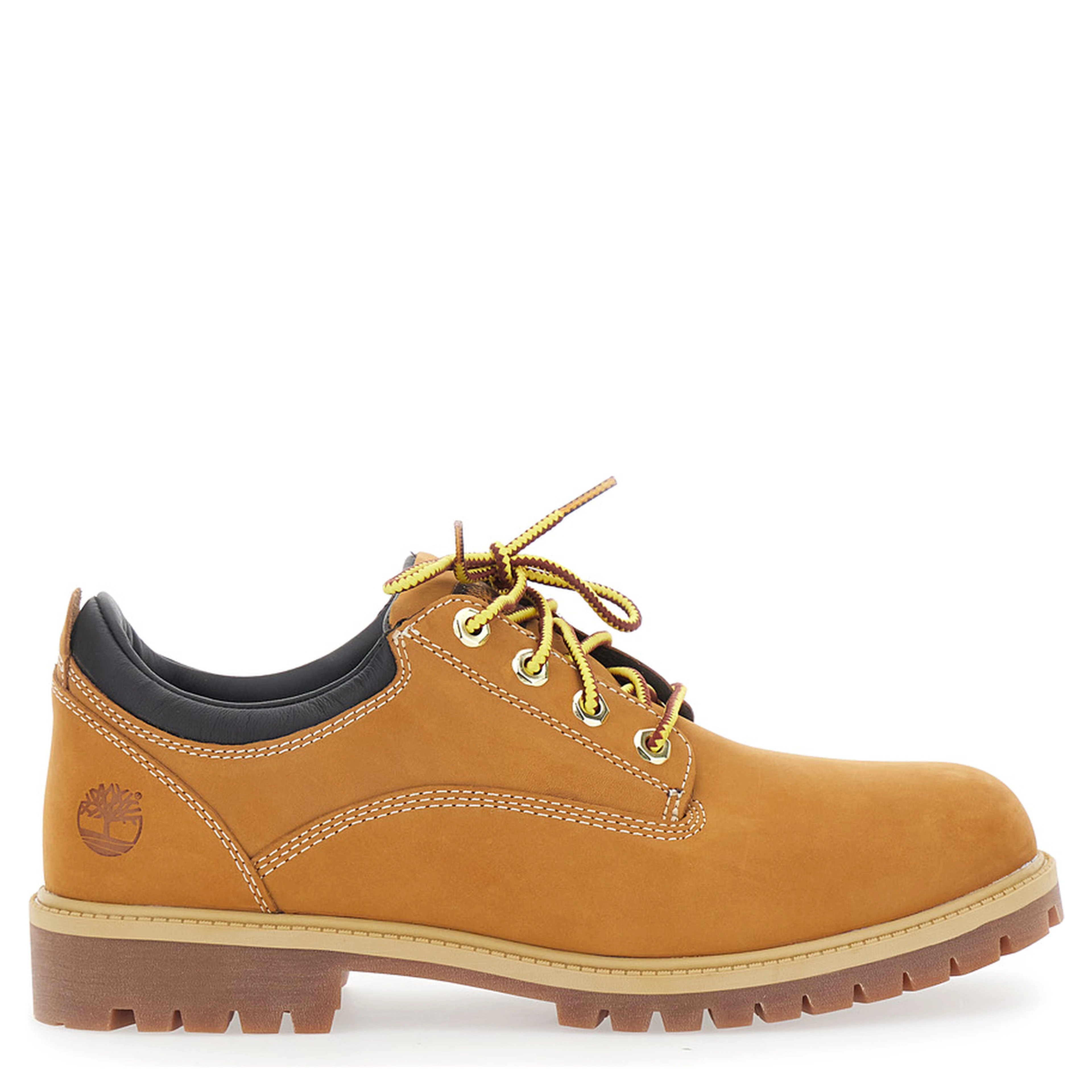 Beige Lace-Up Ankle Boots with Two-Tone Laces and Logo Embossed on the Side in Leather for Men