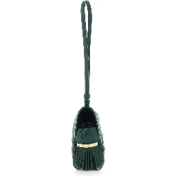 Fringe Pendant with Leather Wrist Strap in Green for Women