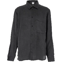 Shirt PETE Black with Classic Collar and Front Closure in Tech Fabric Men