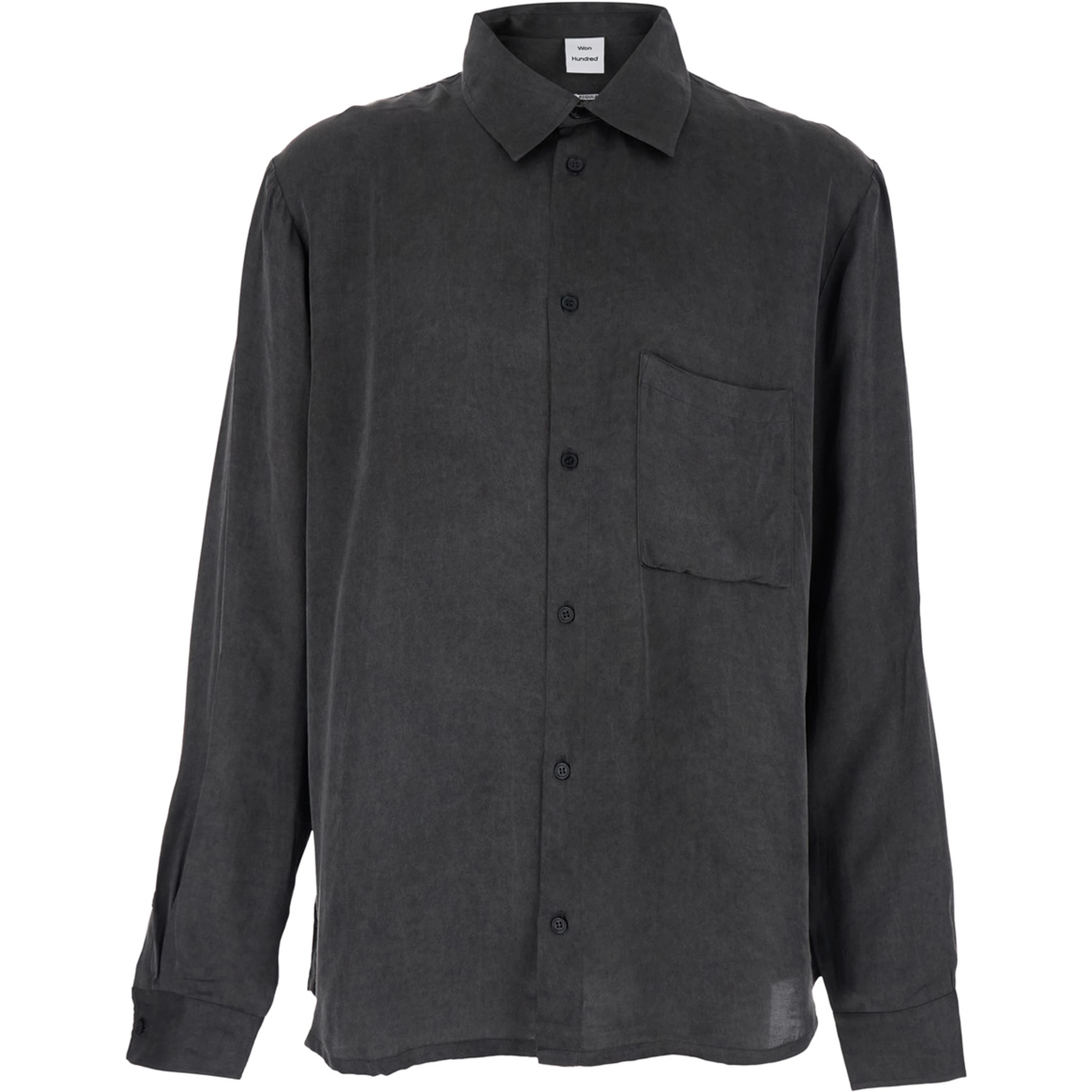 Shirt PETE Black with Classic Collar and Front Closure in Tech Fabric Men