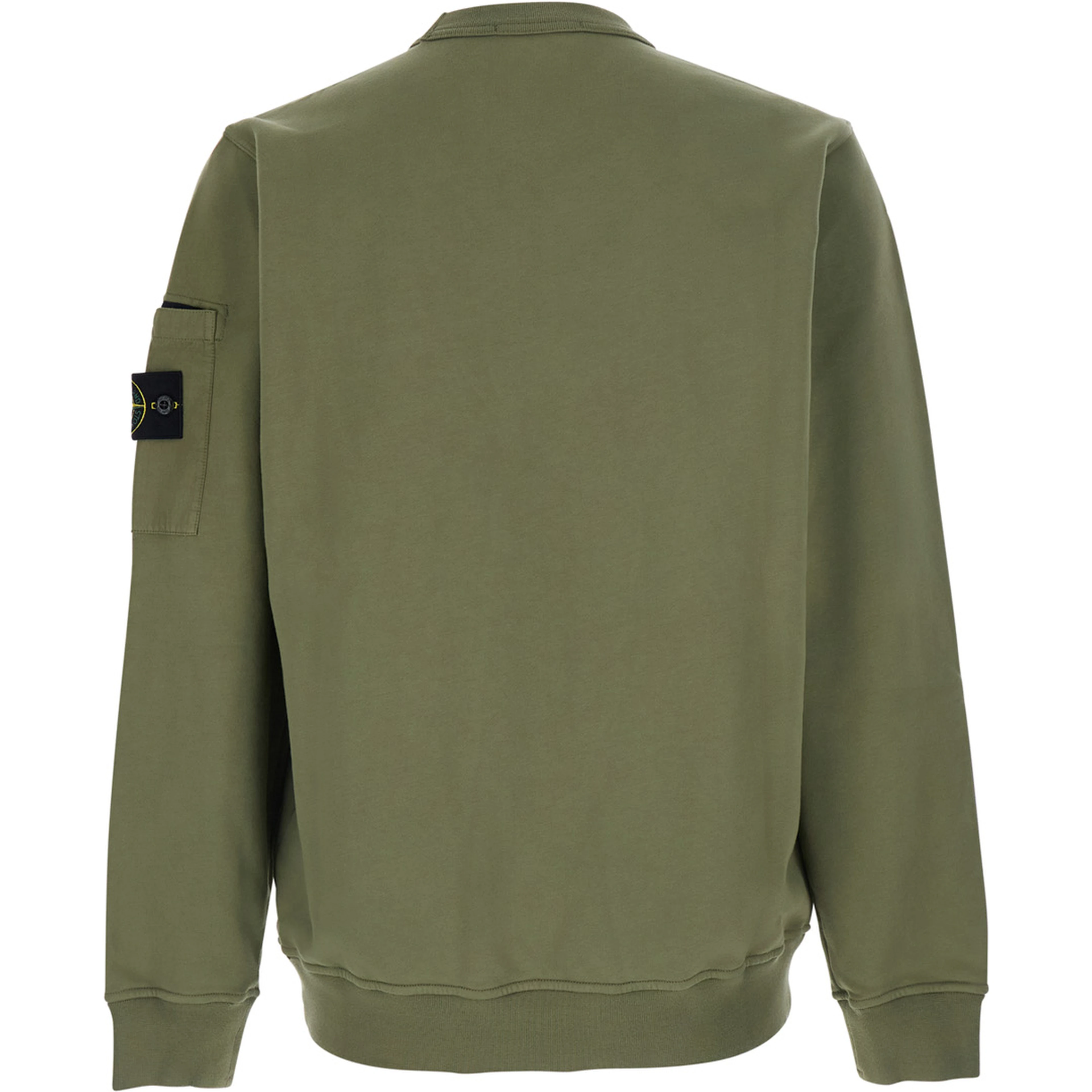 Green Sweatshirt with Logo Patch on the Sleeve in Cotton Man