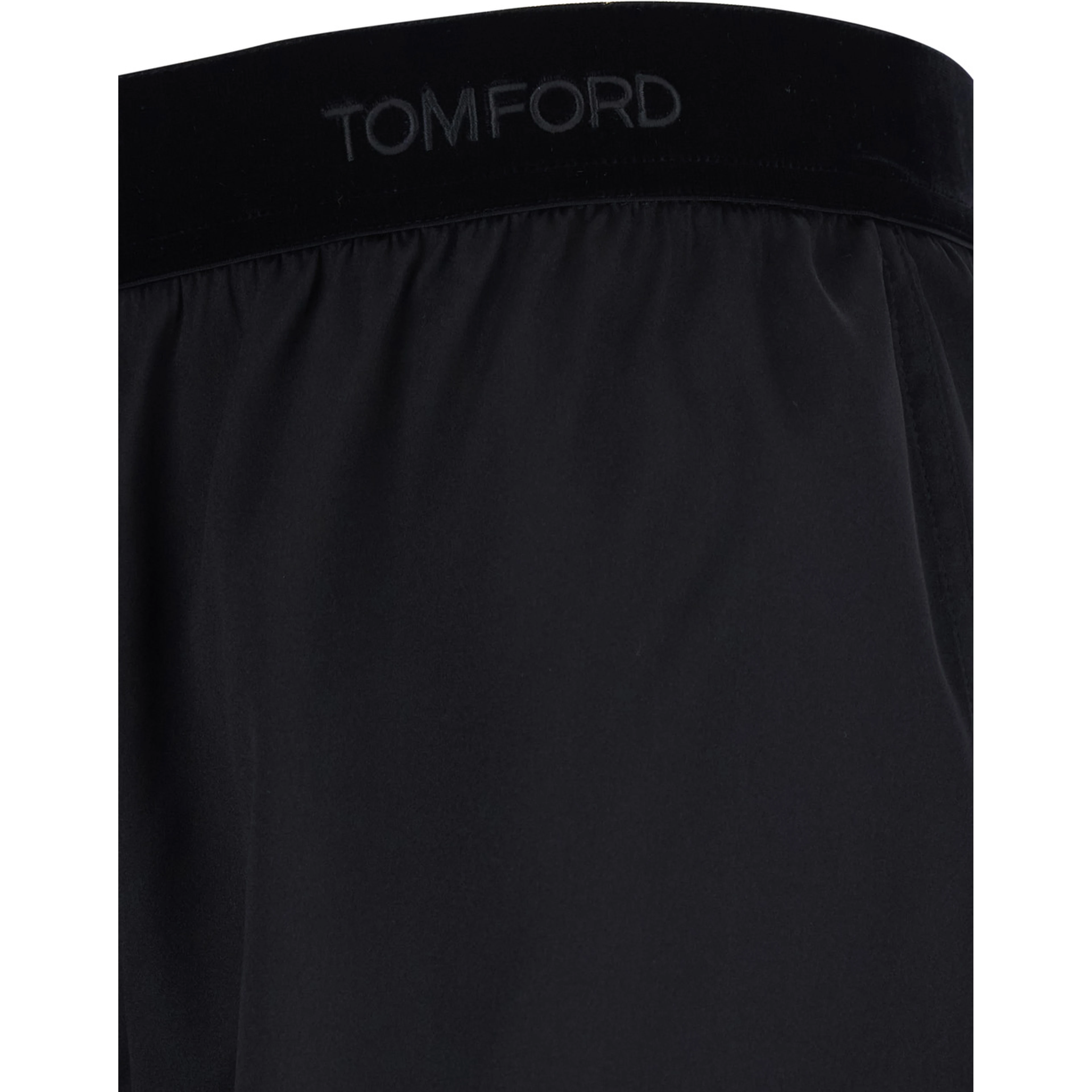 Black Shorts with Elastic Waist and logo lettering in Stretch Silk Woman