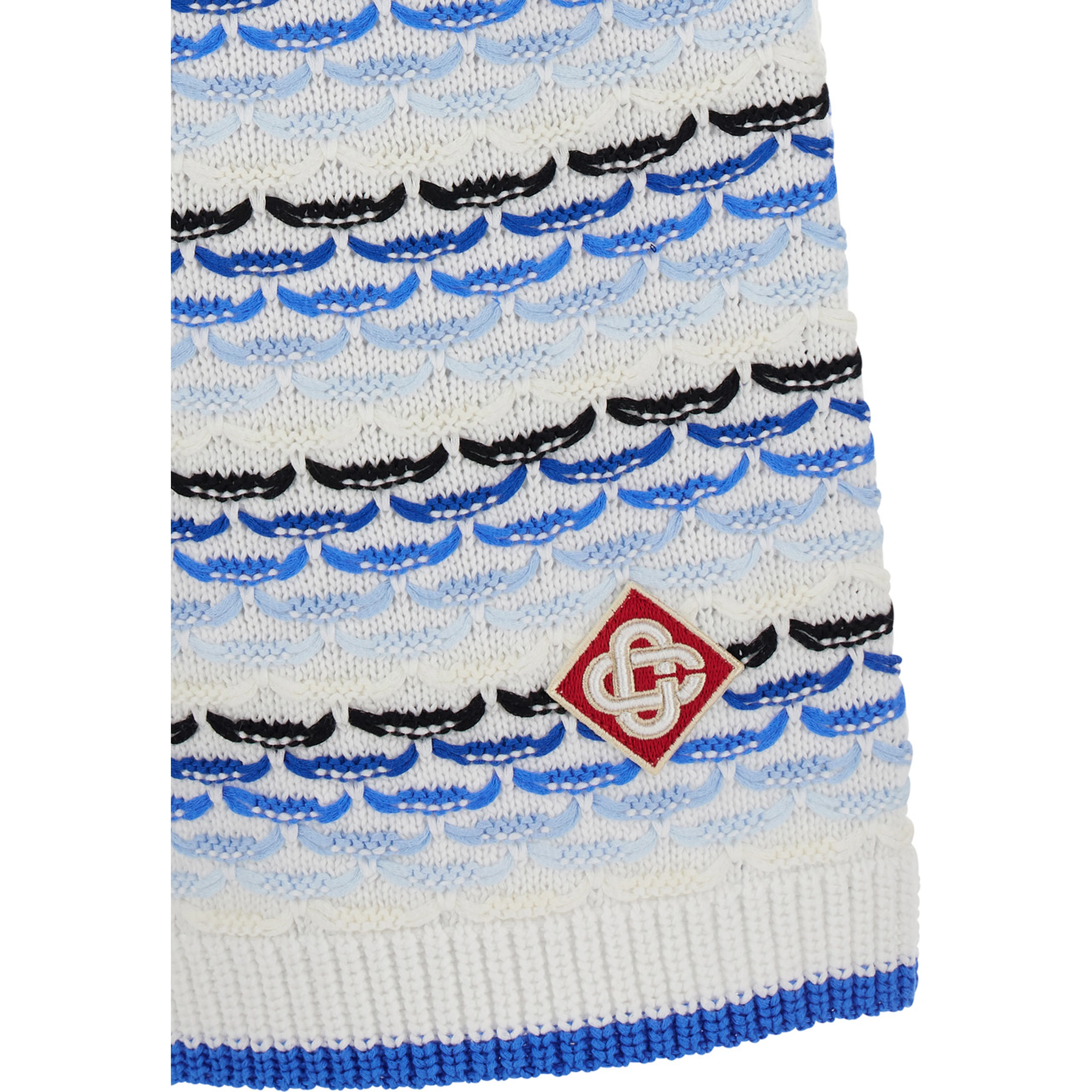 White and Blue Shorts with Braided Motif and Logo on the Front in Cotton Man