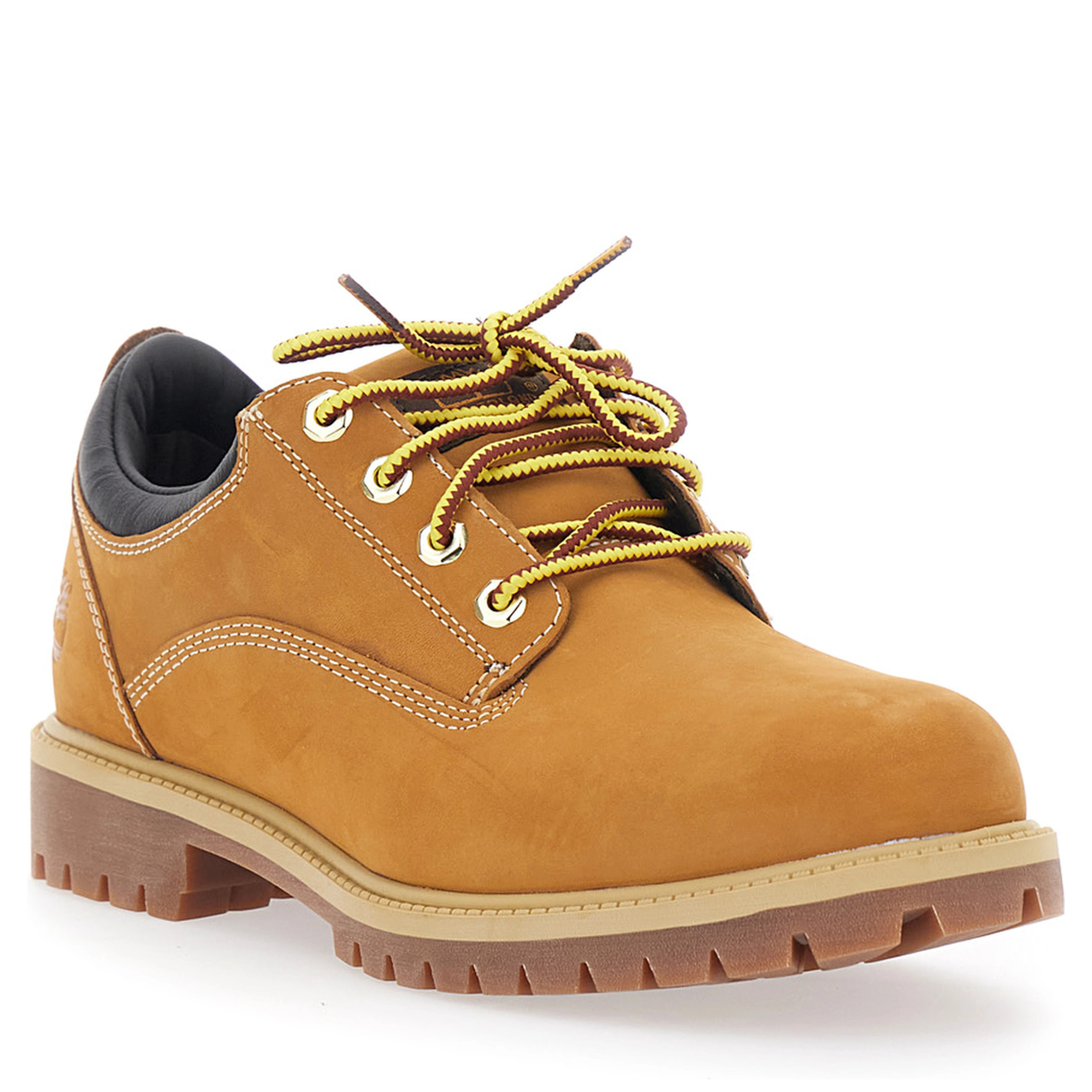 Beige Lace-Up Ankle Boots with Two-Tone Laces and Logo Embossed on the Side in Leather for Men