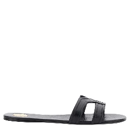 MABROUKA black Sandals with rounded toe and thick double strap in Leather for Women