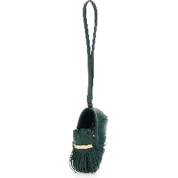 Fringe Pendant with Leather Wrist Strap in Green for Women