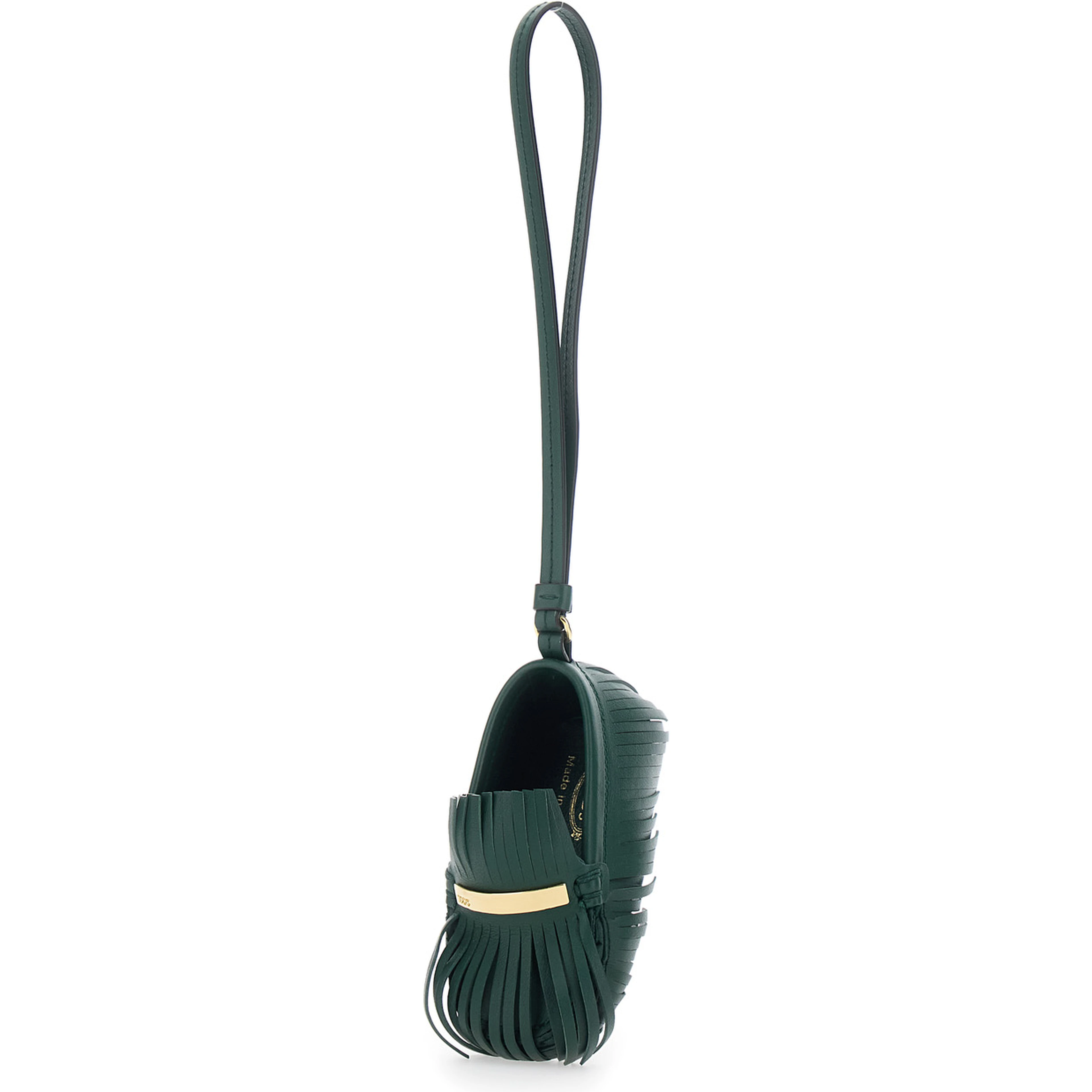 Fringe Pendant with Leather Wrist Strap in Green for Women