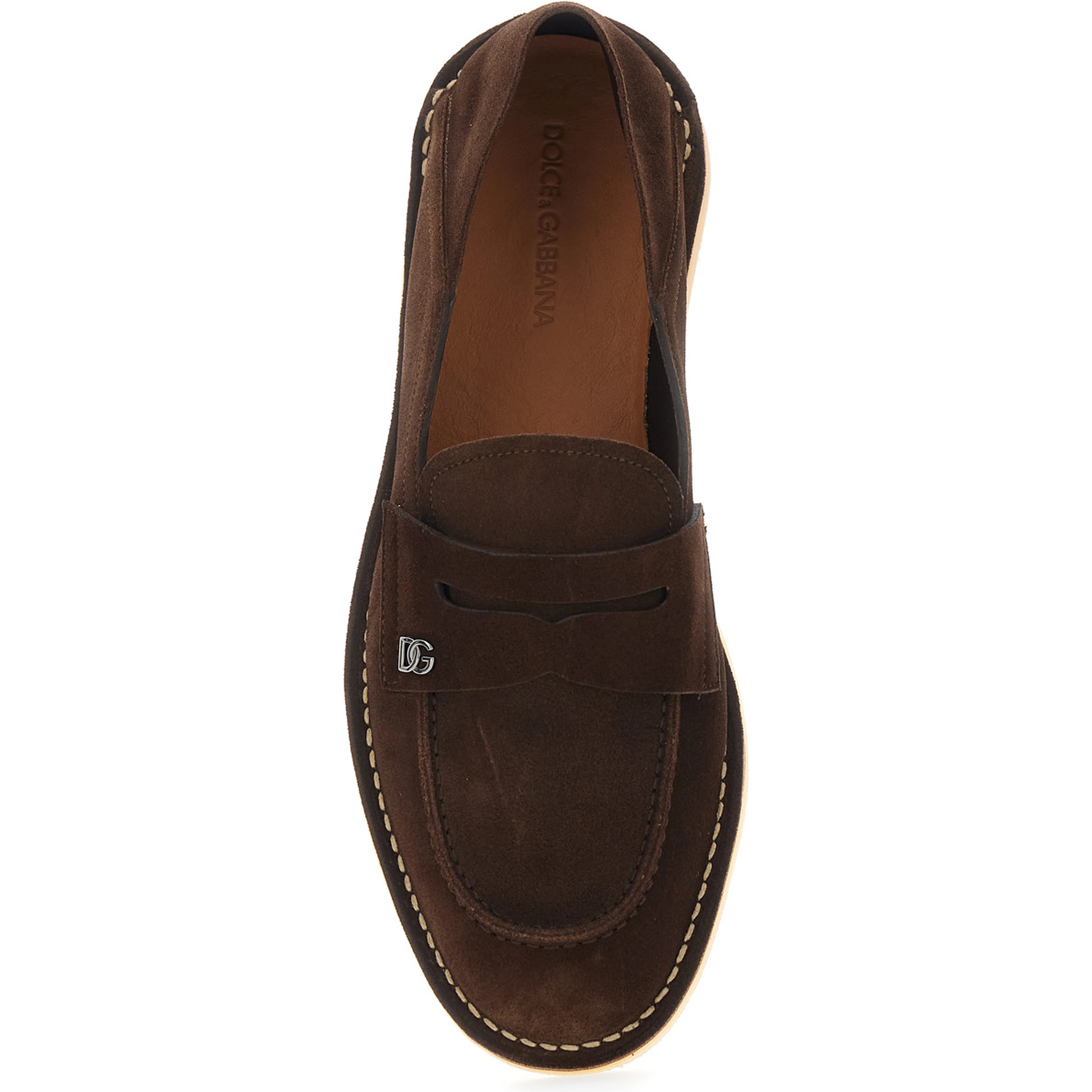 Brown Florio Loafers with DG Logo Detail on the Side in Suede for Men