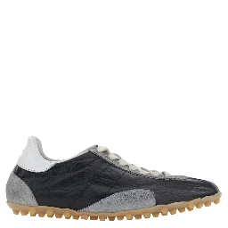 Sprinters Black Sneaker with Insert Design and Notched Sole in Leather Woman