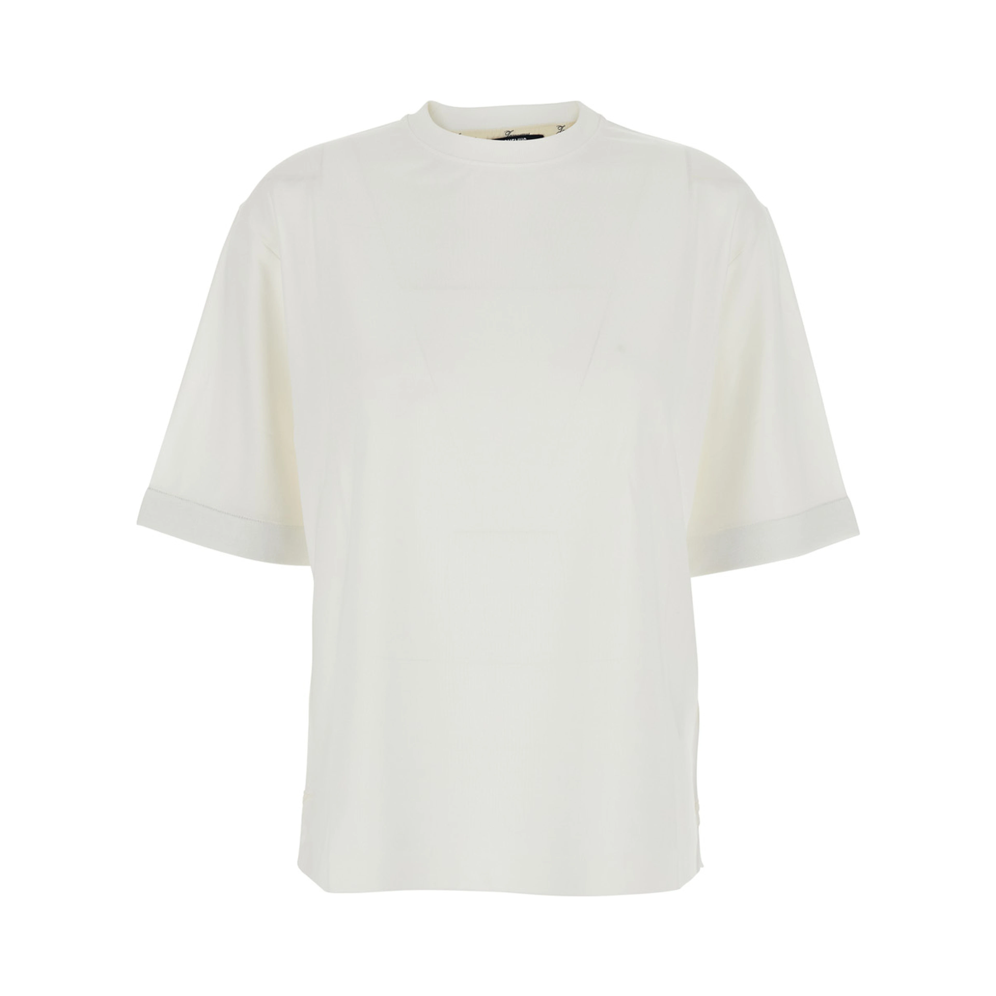 LE TSHIRT VENTADOU White Crew neck T-shirt with gros grain logo on the back in fabric for women